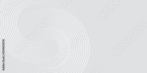 Abstract white glowing geometric lines on gray background. Modern shiny blue circle lines pattern. Futuristic technology concept. Suit for cover, poster,