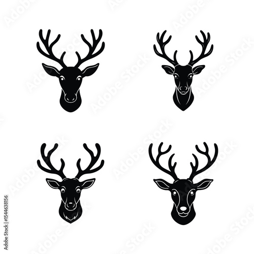 Reindeer bundle vector silhouette