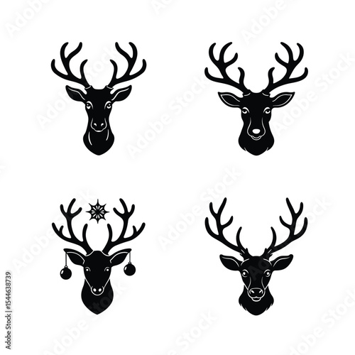 Reindeer bundle vector silhouette