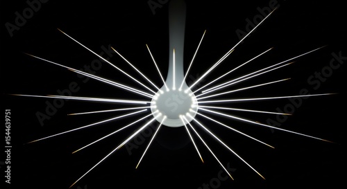 光輝く白線 幾何学模様 美しく輝く抽象画. AI Generated