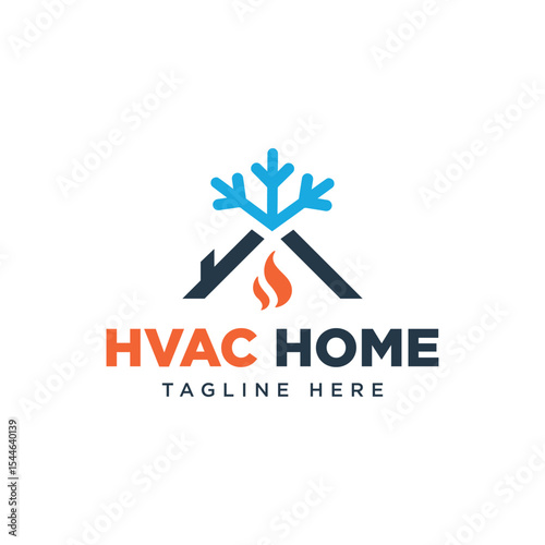 HVAC home service logo design creative house fire ice sign concept 