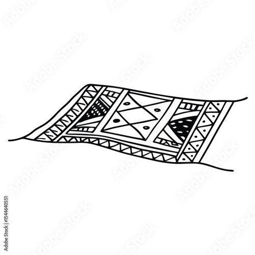 Ornate hand drawn rug design element
