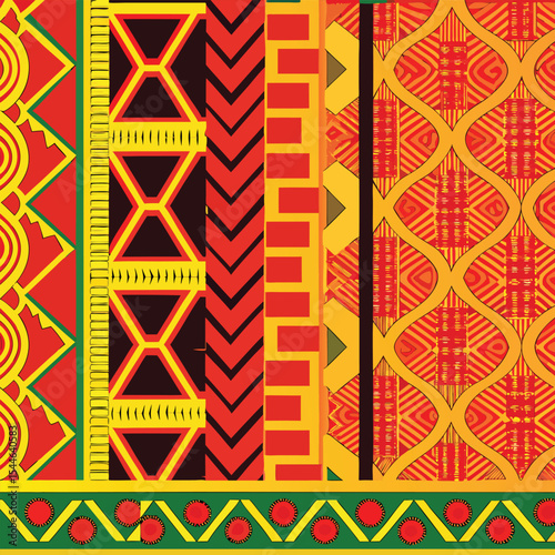 Vibrant red and yellow geometric textile pattern