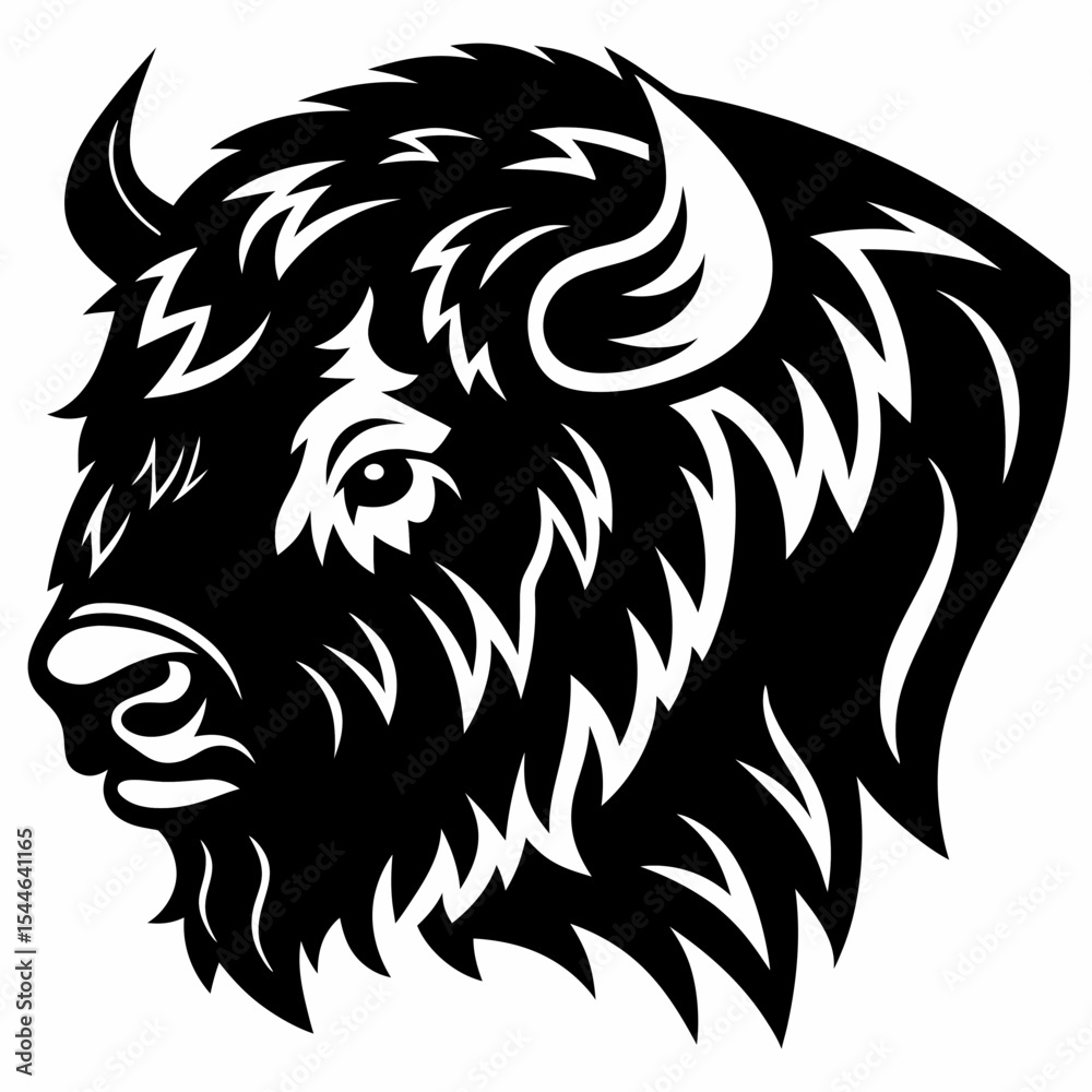 American Bison Woodcut Profile American Bison Woodcut Profile