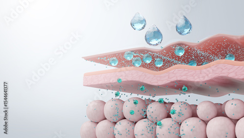 Hyaluronic acid absorption through skin layers cross-section