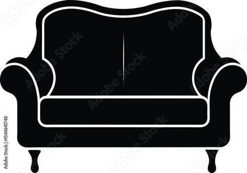 Elegant Classic Loveseat Vintage Furniture Design Illustration
