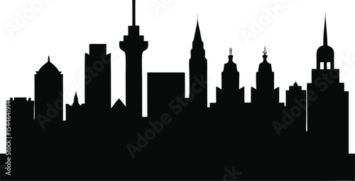 Majestic Cityscape Urban Skyline Silhouette Illustration