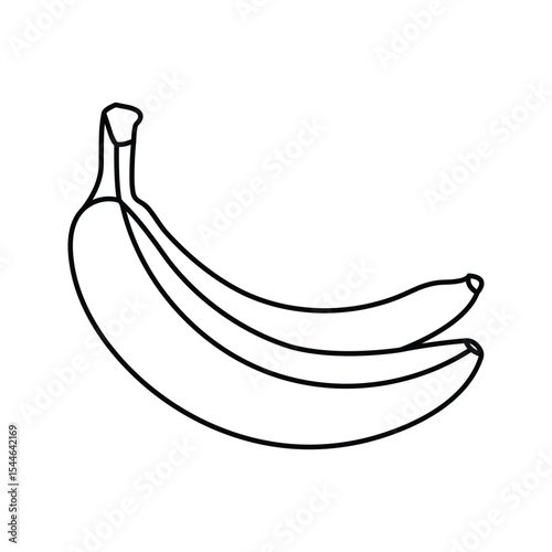 Outline Vector of Two Bananas on White Background for Healthy Eating and Tropical Fruit Designs
