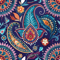 Crédence de cuisine Styles patrons Motif paisley floral coloré vibrant  © SABER
