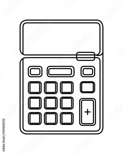 Outline Vector of a Calculator on White Background for Financial, Math, and Business Designs
