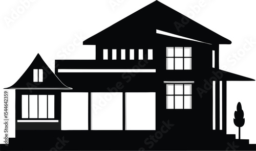 Modern House Design Architectural Silhouette of a Luxurious Home