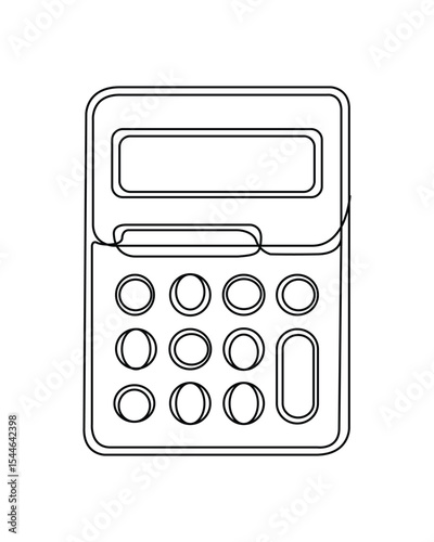 Line Art Vector of a Calculator on White Background for Math, Finance, and Educational Designs
