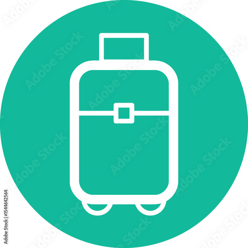 Travel Icon: A minimalist graphic of a travel suitcase, set against a vibrant teal circle. It evokes the thrill of adventure, travel planning and the joy of embarking on new journeys.