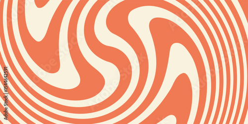 Orange groovy horizontal background dynamic wave colorful vector