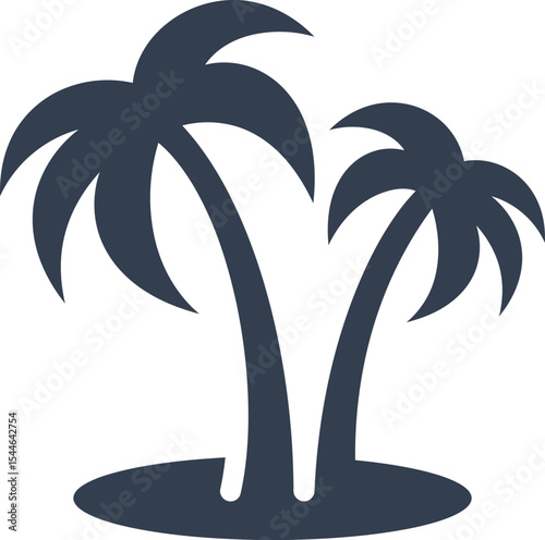 Tropical Silhouette: A stylized graphic presents the iconic silhouettes of two palm trees, evoking the serene beauty of a tropical paradise.