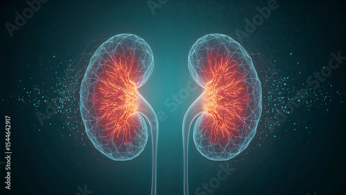 Conceptual illustration of the human kidneys