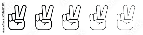 Hand peace icon filled flat sign concept for web design.