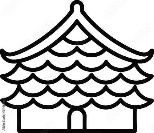 Asian Temple Architecture Scaled Roof Design Illustration