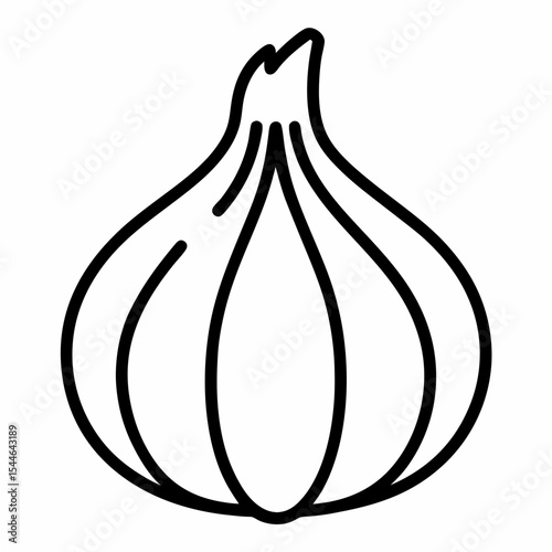 Outline drawing garlic icon on white background.