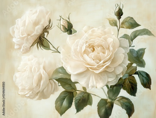 detailed color picture of Roses fleur blanche card design