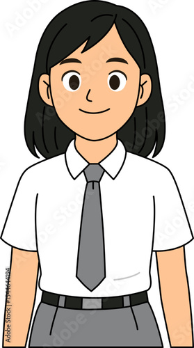 A teenage girl wearing a senior high school uniform
