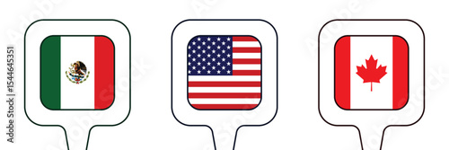 National Design Featuring the USA, Canada and Mexico Identity
