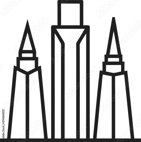 silhouette of a tower  vector illustration line art on transparent background