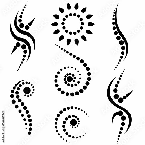 Intricate blackwork dot and line mandala tribal tattoo design, geometric patterns, symmetrical, detailed, traditional Polynesian style.