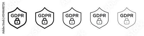 GDPR shield icon filled flat sign concept for web design.