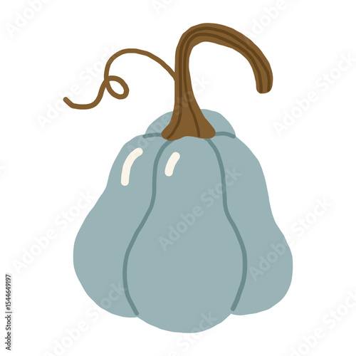 Autumn pumpkin doodle illustration, pumpkin isolated, autumn cozy colored