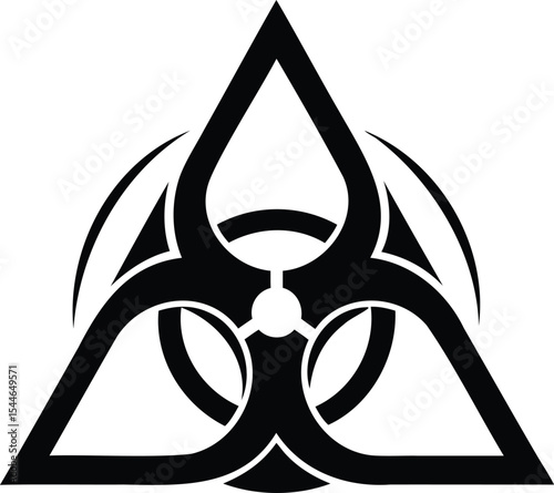 Black biohazard symbol outline on white background signifying danger and contamination