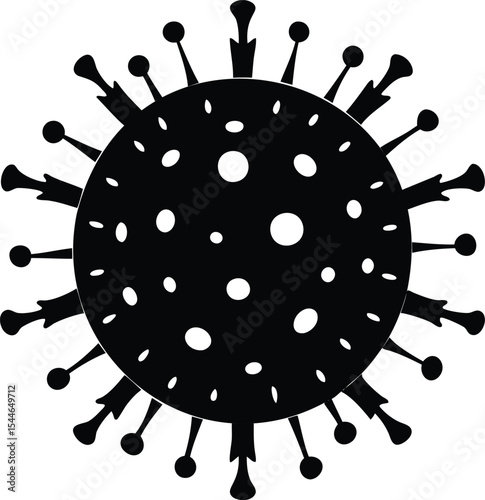 Black and White Coronavirus Silhouette Representation Illustrating Global Pandemic Concerns