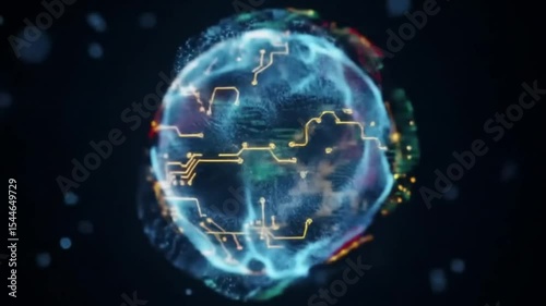 Abstract Digital Consciousness Sphere with AI-Inspired Visuals