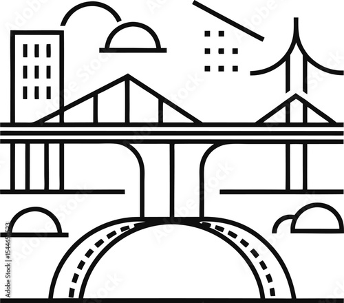 Modern City Bridge Design  Urban Infrastructure and Architectural Illustration