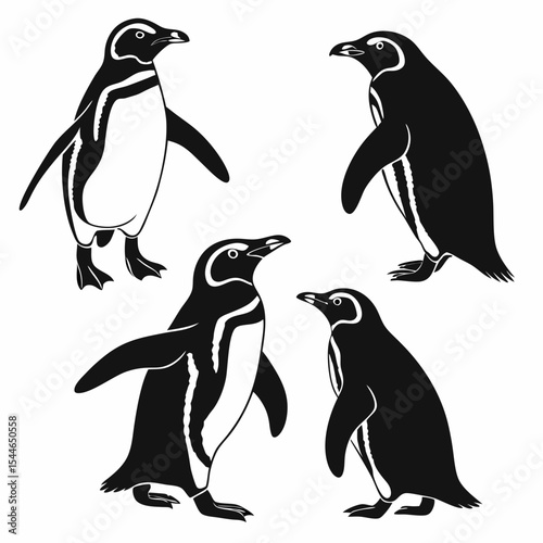 Penguin Silhouette Vector Sheet - Minimal Black Penguin Outlines