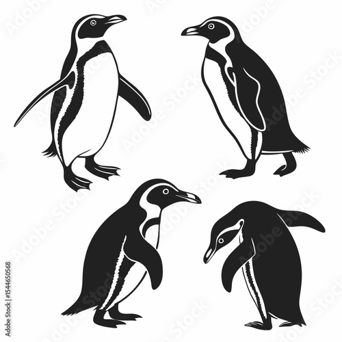 Penguin Silhouette Vector Sheet - Minimal Black Penguin Outlines