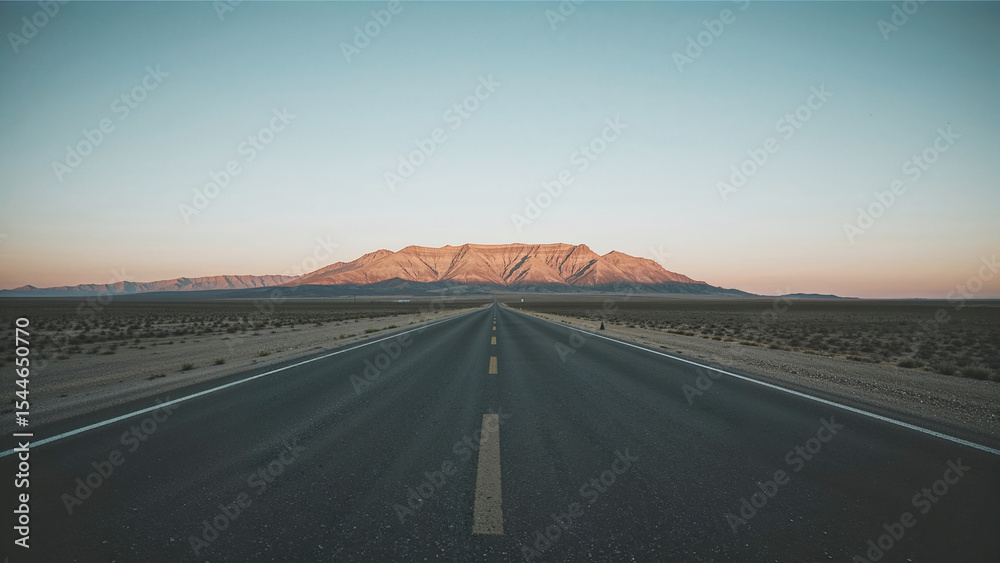Naklejka premium Long road leading to mountain horizon
