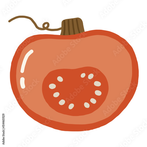 Autumn pumpkin doodle illustration, pumpkin isolated, autumn cozy colored