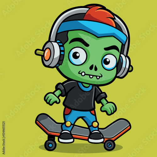 design logo icon illustration character cartoon zombie headphones
