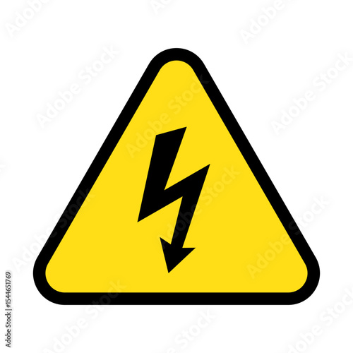 High voltage sign with lightning. High voltage icon.  Alert, hazard and danger, caution electrical sign.