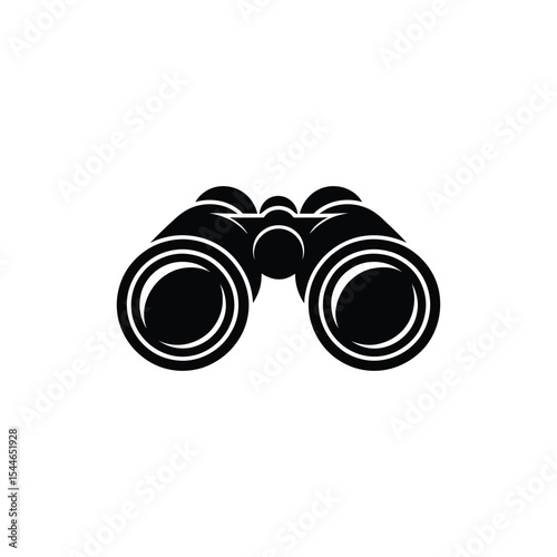 HighContrast Black Binoculars Illustration Optical Instrument for Observation, Isolated on White Background