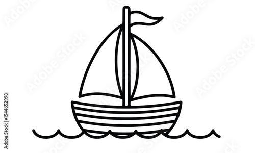 A simple sailboat icon in a clean, black and white outline style