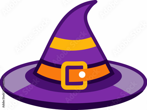 Delightful purple witch hat design perfect for Halloween branding, logos, icons and festive autumn projects, offering a whimsical touch.