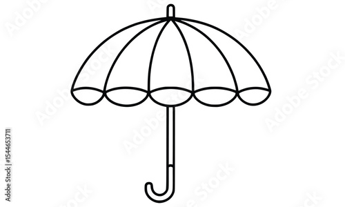 Black umbrella isolated on white background for rain protection illustration