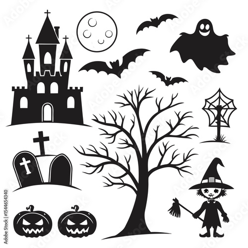 halloween background with haunted house