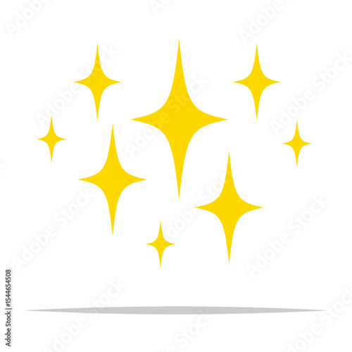 Yellow sparkling stars vector isolated illustration