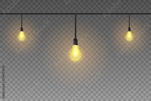 Christmas lights isolated on transparent background for cards, banners, posters, web design.