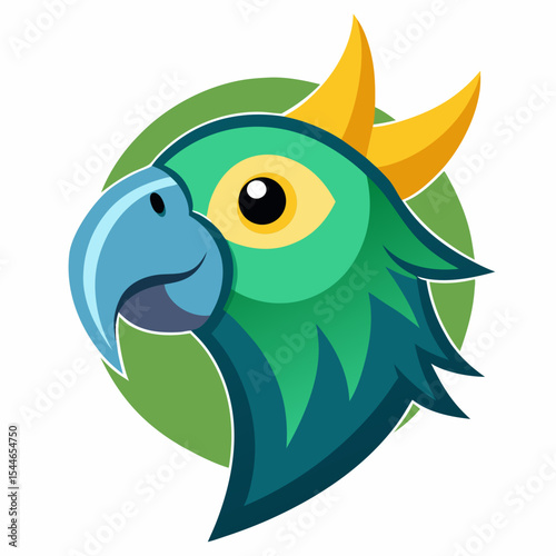 Vibrant cartoon parrot head logo design