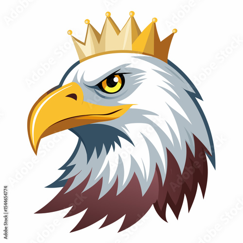 Majestic bald eagle head with golden crown
