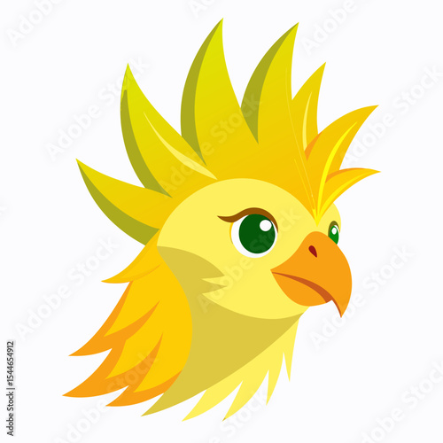 Cute yellow bird cartoon character profile